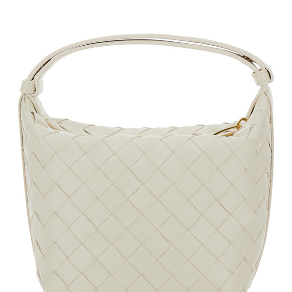 Bottega Veneta Bags? Bottega Veneta Women 'Candy Wallace' White Handbag With Intrecciato Motif In Leather Woman Premium Designer Shoulder Bag