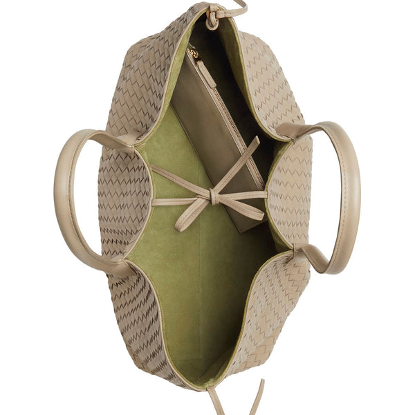 Bottega Veneta Bags? Bottega Veneta Women 'Pinacoteca' Beige Reversible Shoulder Bag With Two Top Handles And Intrecciato Motif In Leather Woman Premium Designer Shoulder Bag