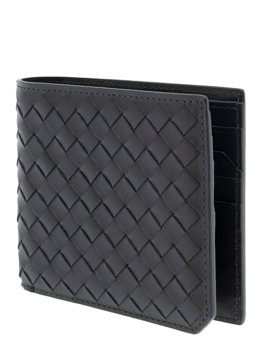 Bottega Veneta Wallets? Bottega Veneta Men Green Bi-Fold Wallet With Intrecciato Motif And Embossed Logo Lettering On The Inside In Leather Man Compact Luxury Card Wallet