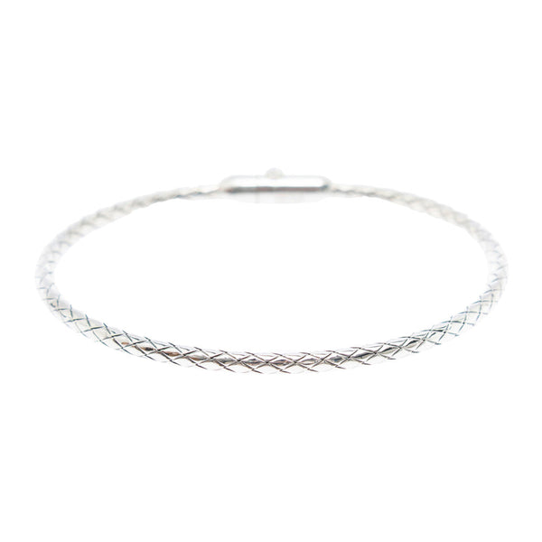 Bottega Veneta Jewellery? Bottega Veneta Men 'Intreccio' Metallic Bracelet With Rear Push Closure And Intrecciato Design In Silver Man Luxury Designer Statement Jewellery