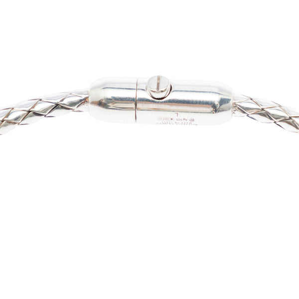 Bottega Veneta Jewellery? Bottega Veneta Men 'Intreccio' Metallic Bracelet With Rear Push Closure And Intrecciato Design In Silver Man Elegant Everyday Fine Jewellery