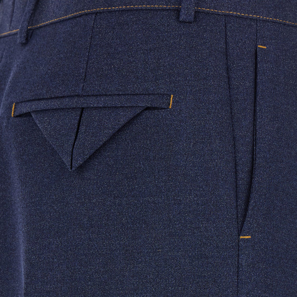 Bottega Veneta Pants? Bottega Veneta Men Blue Pants With Belt Loops And Turn-Up Hem In Wool Man Tailored Everyday Designer Pants