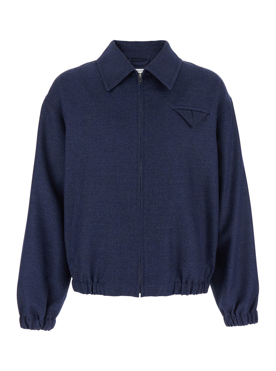 Bottega Veneta Jackets? Bottega Veneta Men Blue Jacket With Classic Collar And Front Zip Closure In Wool Man Stylish Everyday Designer Outerwear