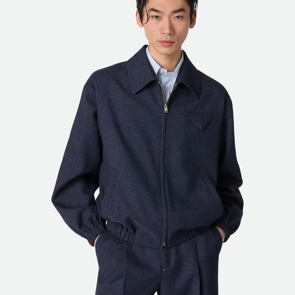 Bottega Veneta Jackets? Bottega Veneta Men Blue Jacket With Classic Collar And Front Zip Closure In Wool Man Stylish Everyday Designer Outerwear