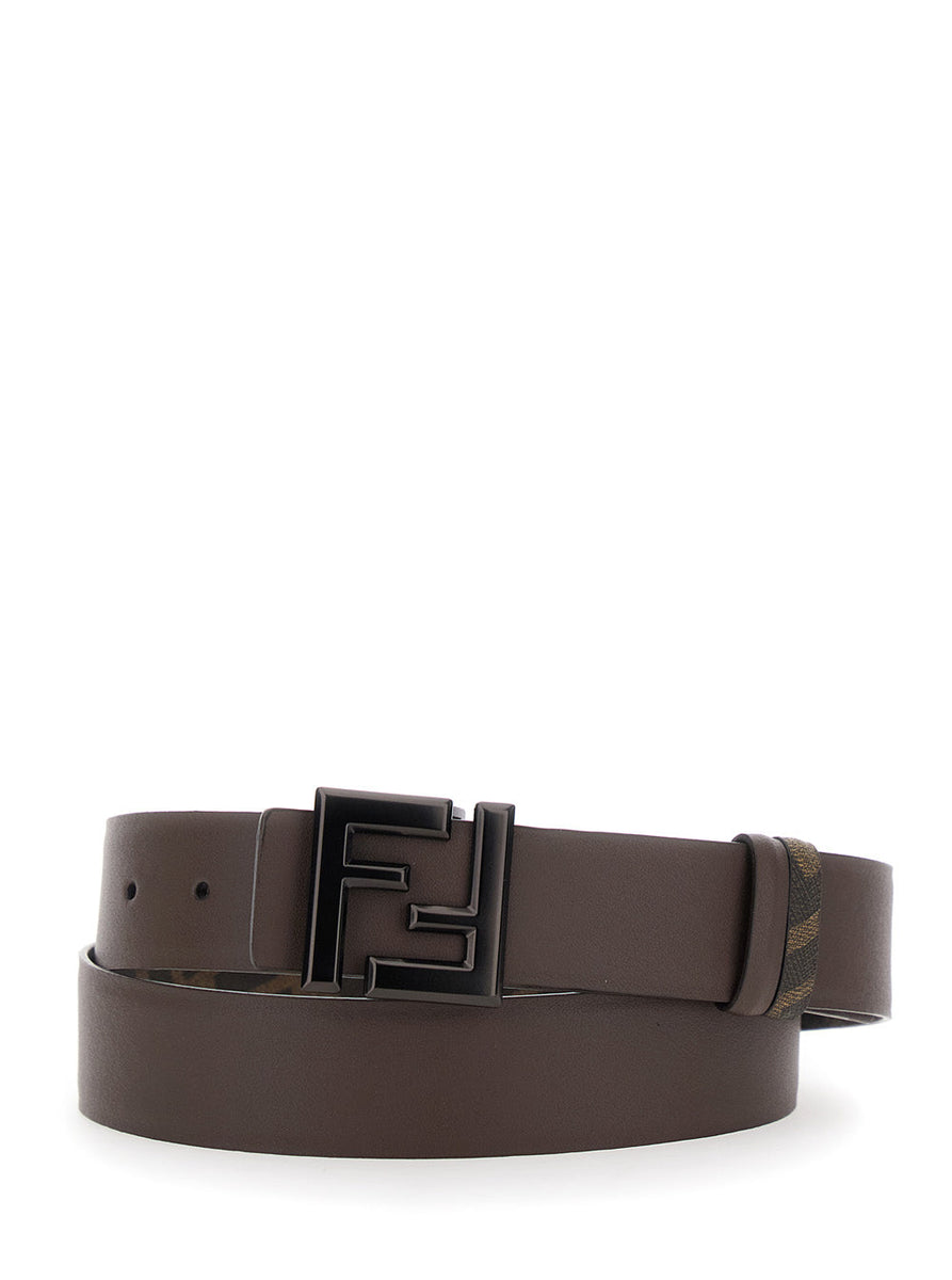 Close-up of Fendi belts hardware and fine stitching