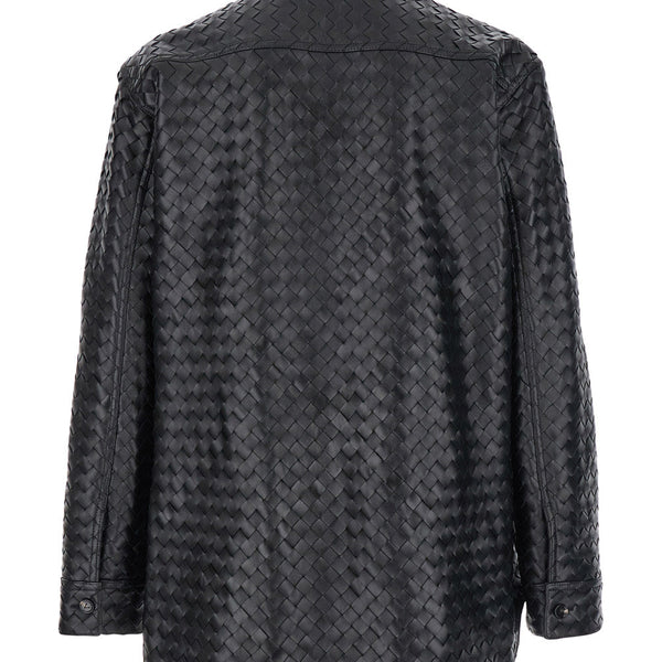 Bottega Veneta Jackets? Bottega Veneta Men Black Oversize Jacket In Braided Leather Man Stylish Everyday Designer Outerwear