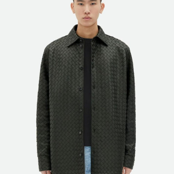 Bottega Veneta Jackets? Bottega Veneta Men Black Oversize Jacket In Braided Leather Man Premium Casual Designer Jacket