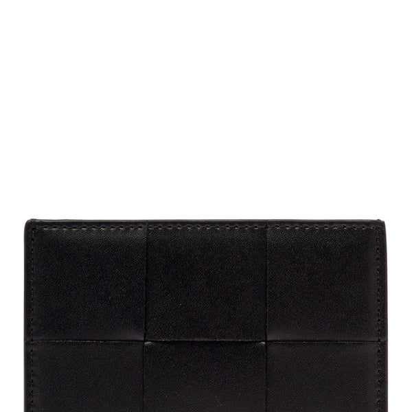 Bottega Veneta Accessories? Bottega Veneta Men 'Casette' Black Card-Holder With Embossed Logo And Intreccio Motif In Smooth Leather Man Premium Everyday Designer Accessory