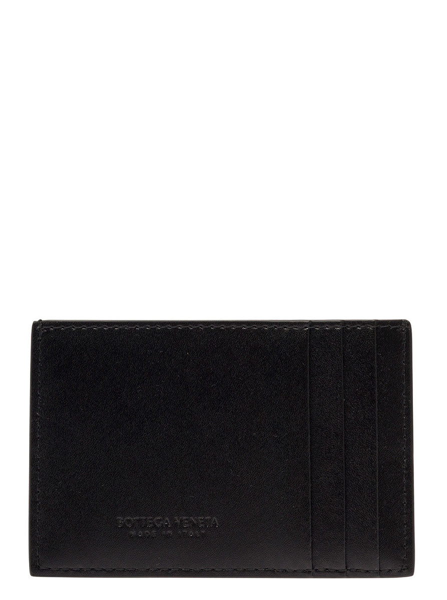Bottega Veneta Accessories? Bottega Veneta Men 'Casette' Black Card-Holder With Embossed Logo And Intreccio Motif In Smooth Leather Man Luxury Designer Fashion Accessory