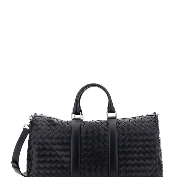 Bottega Veneta Bags? Bottega Veneta Men Black Travel Bag With Intrecciato Motif And Shoulder Strap In Leather Man Luxury Designer Leather Handbag