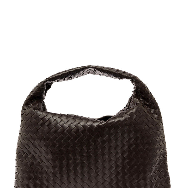 Bottega Veneta Bags? Bottega Veneta Women 'Hop Large' Brown Shoulder Bag With Intreccio Motif In Leather Woman Elegant Everyday Designer Handbag