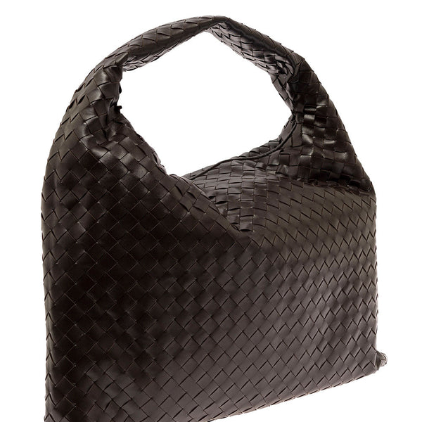 Bottega Veneta Bags? Bottega Veneta Women 'Hop Large' Brown Shoulder Bag With Intreccio Motif In Leather Woman Elegant Everyday Designer Handbag