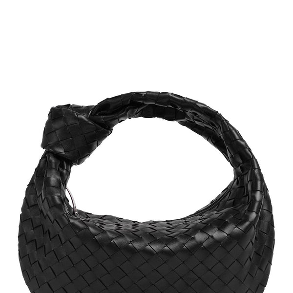 Bottega Veneta Bags? Bottega Veneta Women 'Jodie' Black Small Shoulder Bag With Knot Detail And Intrecciato Motif In Leather Woman Premium Designer Shoulder Bag