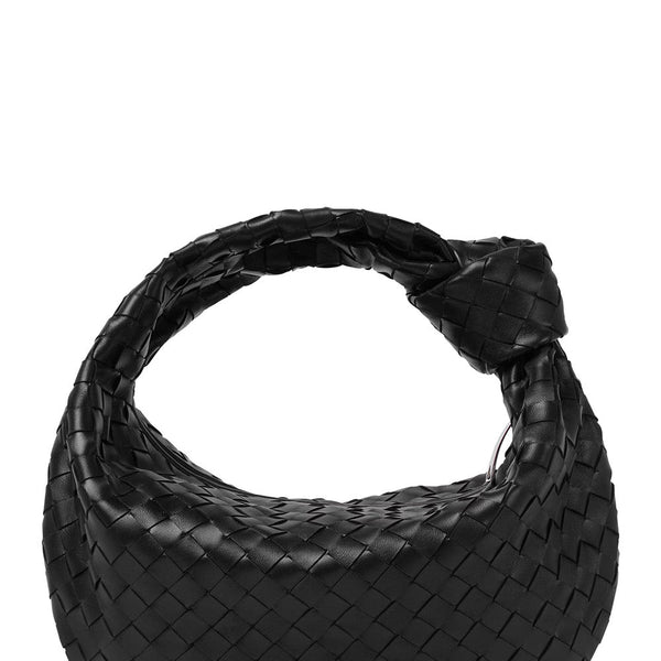 Bottega Veneta Bags? Bottega Veneta Women 'Jodie' Black Small Shoulder Bag With Knot Detail And Intrecciato Motif In Leather Woman Premium Designer Shoulder Bag