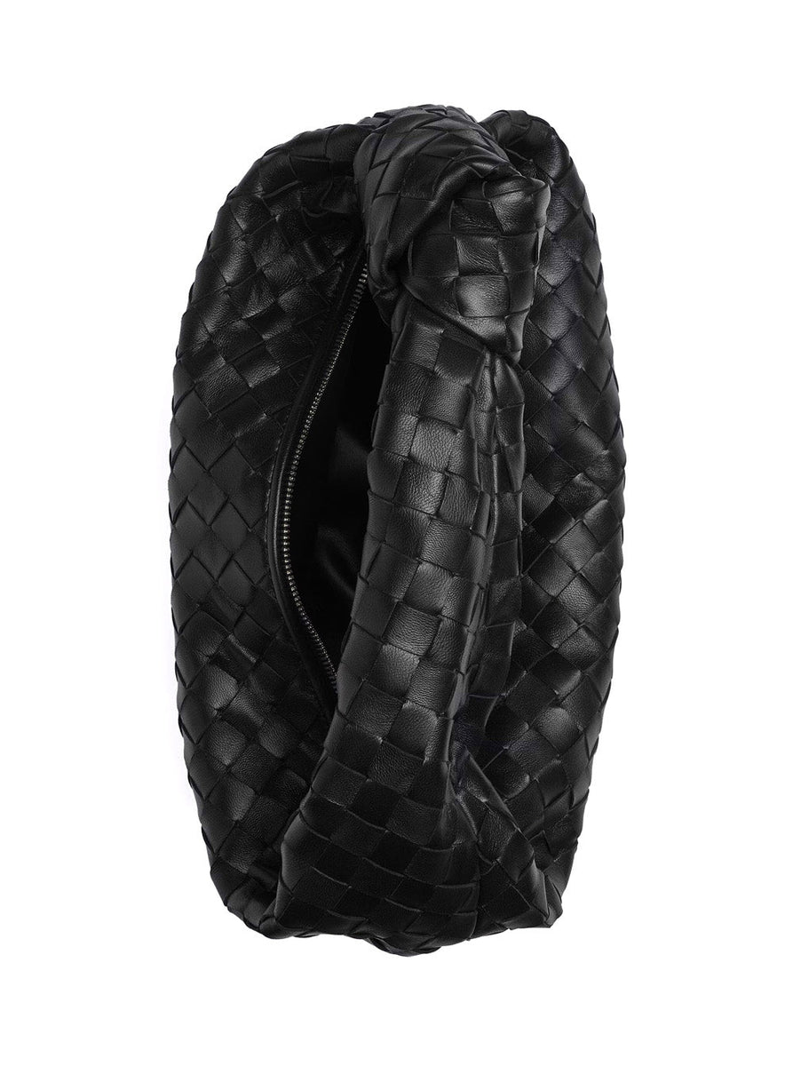 Bottega Veneta Bags? Bottega Veneta Women 'Jodie' Black Small Shoulder Bag With Knot Detail And Intrecciato Motif In Leather Woman Premium Designer Shoulder Bag