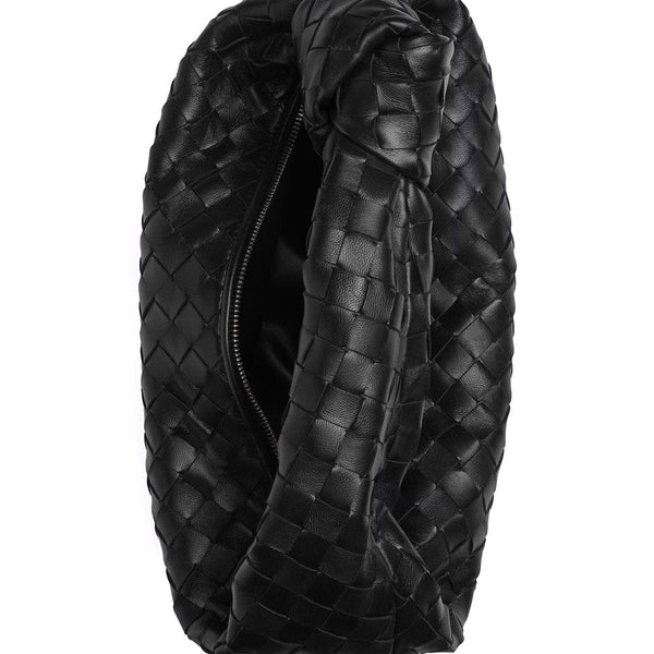 Bottega Veneta Bags? Bottega Veneta Women 'Jodie' Black Small Shoulder Bag With Knot Detail And Intrecciato Motif In Leather Woman Premium Designer Shoulder Bag