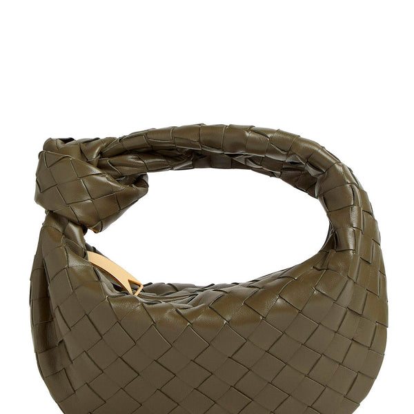 Bottega Veneta Bags? Bottega Veneta Women 'Jodie' Green Mini Handbag With Knot Detail And Intrecciato Motif In Leather Woman Premium Designer Shoulder Bag