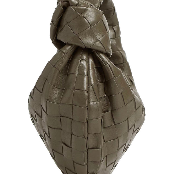 Bottega Veneta Bags? Bottega Veneta Women 'Jodie' Green Mini Handbag With Knot Detail And Intrecciato Motif In Leather Woman Premium Designer Shoulder Bag