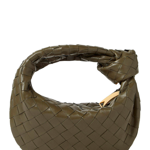 Bottega Veneta Bags? Bottega Veneta Women 'Jodie' Green Mini Handbag With Knot Detail And Intrecciato Motif In Leather Woman Premium Designer Shoulder Bag