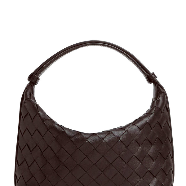 Bottega Veneta Bags? Bottega Veneta Women 'Candy Wallace' Brown Handbag With Intrecciato Motif In Leather Woman Premium Designer Shoulder Bag