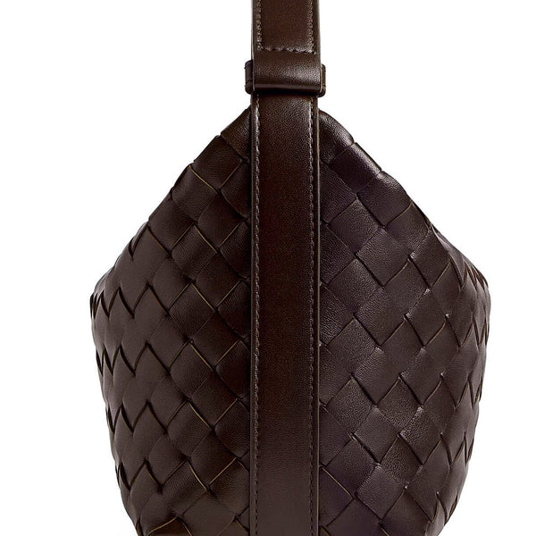 Bottega Veneta Bags? Bottega Veneta Women 'Candy Wallace' Brown Handbag With Intrecciato Motif In Leather Woman Premium Designer Shoulder Bag
