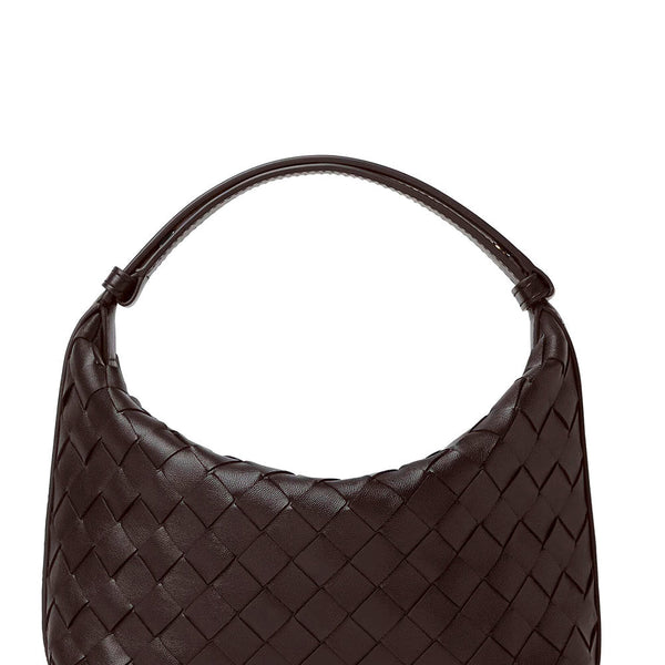 Bottega Veneta Bags? Bottega Veneta Women 'Candy Wallace' Brown Handbag With Intrecciato Motif In Leather Woman Premium Designer Shoulder Bag