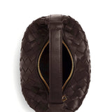 Close-up of Bottega Veneta shoulder bags hardware and fine stitching