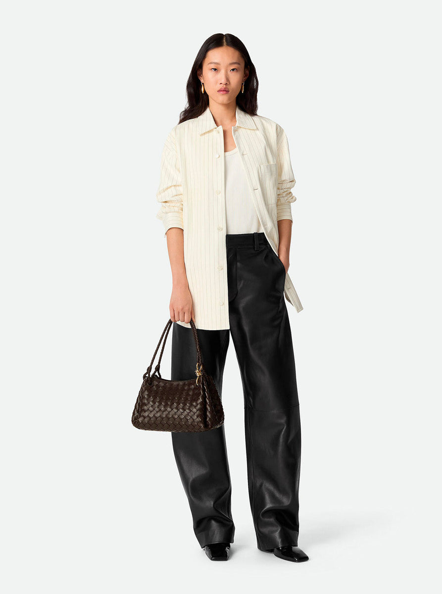 Bottega Veneta Bags? Bottega Veneta Women 'Parachutte' Brown Shoulder Bag With Knot Detail And Intrecciato Motif In Leather Woman Elegant Everyday Designer Handbag