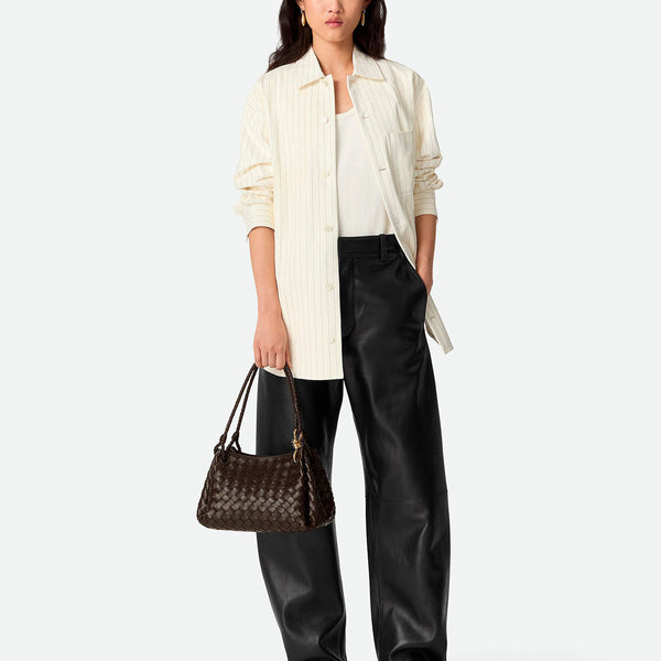 Bottega Veneta Bags? Bottega Veneta Women 'Parachutte' Brown Shoulder Bag With Knot Detail And Intrecciato Motif In Leather Woman Elegant Everyday Designer Handbag