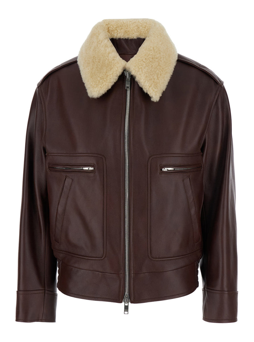 Bottega Veneta Jackets? Bottega Veneta Women Brown Shearling Coat With Removable Fur Collar And Front Zip Closure In Leather Woman Luxury Designer Outerwear Jacket