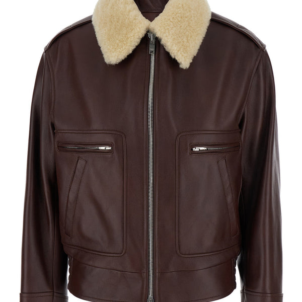 Bottega Veneta Jackets? Bottega Veneta Women Brown Shearling Coat With Removable Fur Collar And Front Zip Closure In Leather Woman Luxury Designer Outerwear Jacket