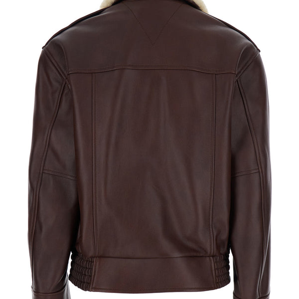 Bottega Veneta Jackets? Bottega Veneta Women Brown Shearling Coat With Removable Fur Collar And Front Zip Closure In Leather Woman Luxury Designer Outerwear Jacket