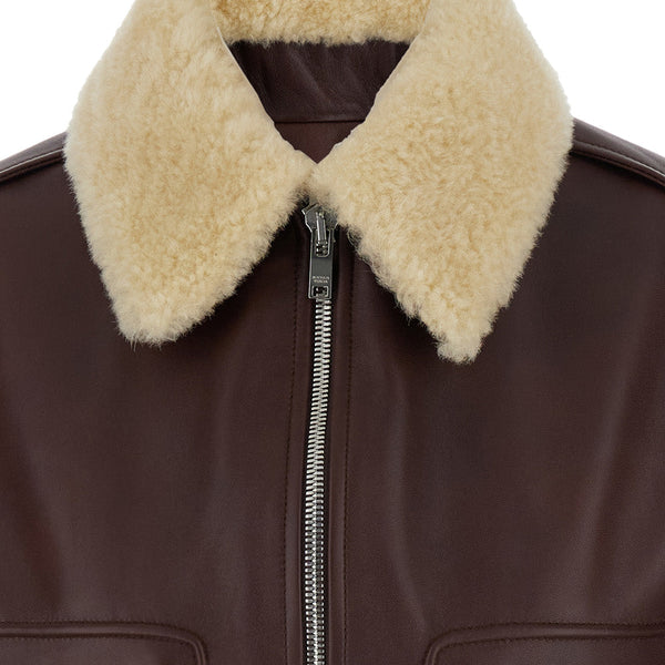 Bottega Veneta Jackets? Bottega Veneta Women Brown Shearling Coat With Removable Fur Collar And Front Zip Closure In Leather Woman Luxury Designer Outerwear Jacket