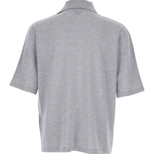 Bottega Veneta Polo Shirts? Bottega Veneta Men Grey Polo Shirt With Classic Collar And Front Button Closure In Wool Man Classic Designer Cotton Polo Shirt
