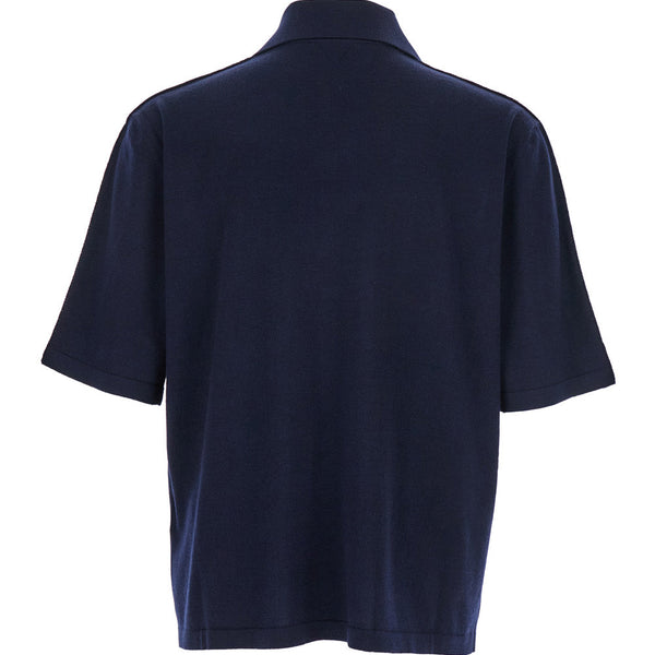 Bottega Veneta Polo Shirts? Bottega Veneta Men Blue Polo Shirt With Classic Collar And Front Button Closure In Wool Man Premium Everyday Polo Shirt