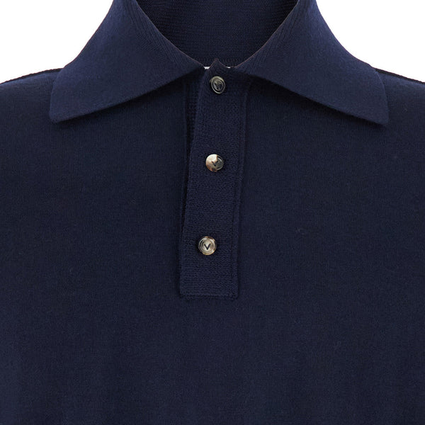 Bottega Veneta Polo Shirts? Bottega Veneta Men Blue Polo Shirt With Classic Collar And Front Button Closure In Wool Man Premium Everyday Polo Shirt