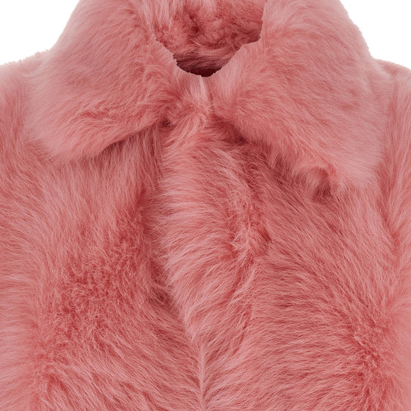 Bottega Veneta Jackets? Bottega Veneta Women 'Toscana' Pink Cropped Shearling Coat With Classic Collar And Front Concealed Closure In Fur Woman Premium Casual Designer Jacket