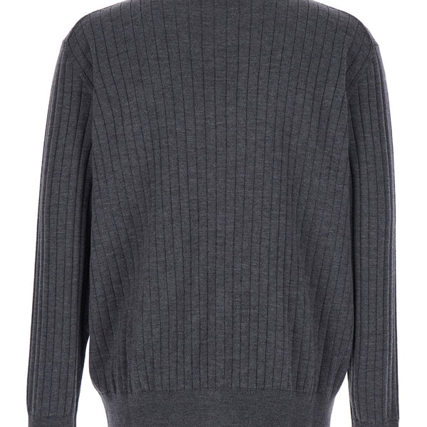 Bottega Veneta Sweaters? Bottega Veneta Men Grey Crewneck Cardigan With Front Button Closure And Ribbed Knit In Wool Man Premium Casual Designer Knitwear