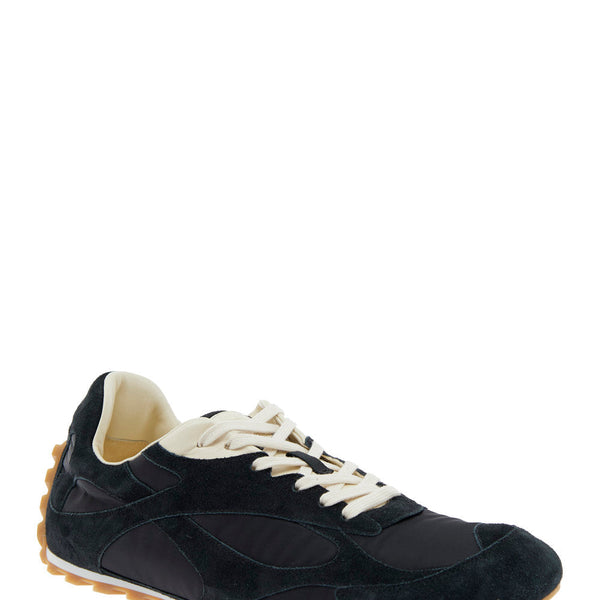 Bottega Veneta Shoes - Bottega Veneta Men 'Orbit' Black Low Top Sneakers With Logo Patch On The Tongue In Suede And Tech Fabric Man Comfortable Everyday Designer Shoes