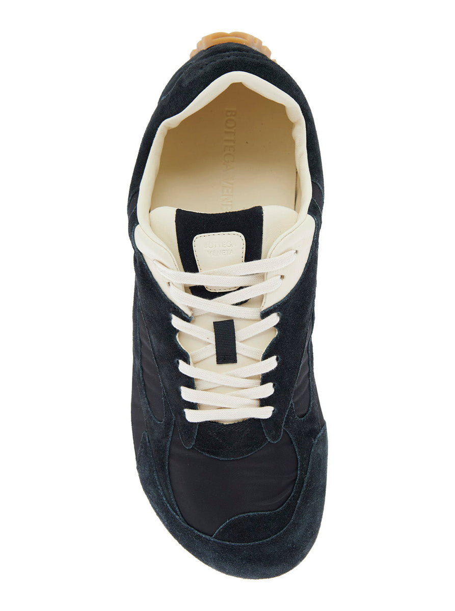 Bottega Veneta Shoes - Bottega Veneta Men 'Orbit' Black Low Top Sneakers With Logo Patch On The Tongue In Suede And Tech Fabric Man Comfortable Everyday Designer Shoes