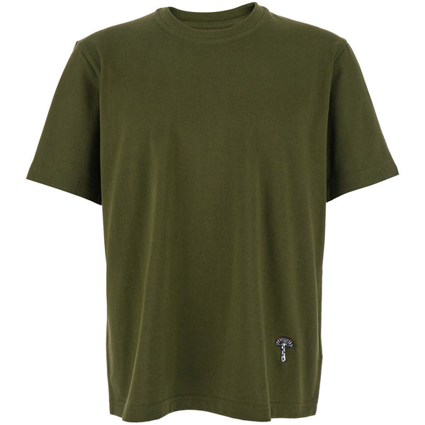 Bottega Veneta T-Shirts? Bottega Veneta Men Green Crewneck T-Shirt With Mushroom Embroidery On The Front In Cotton Man Premium Designer Cotton T-Shirt