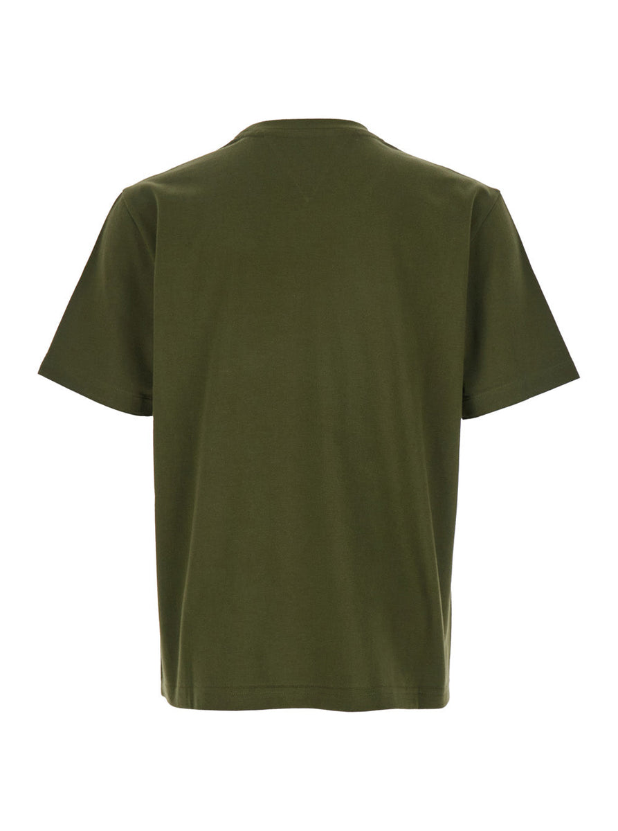 Bottega Veneta T-Shirts? Bottega Veneta Men Green Crewneck T-Shirt With Mushroom Embroidery On The Front In Cotton Man Premium Designer Cotton T-Shirt