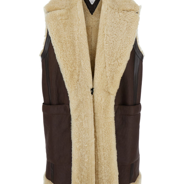 Bottega Veneta Jackets? Bottega Veneta Women Brown Shearling Coat With Front Button Closure And Side Pockets In Leather Woman Stylish Everyday Designer Outerwear
