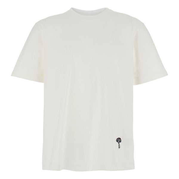 Bottega Veneta T-Shirts? Bottega Veneta Men White Crewneck T-Shirt With Mushroom Embroidery On The Front In Cotton Man Premium Designer Cotton T-Shirt