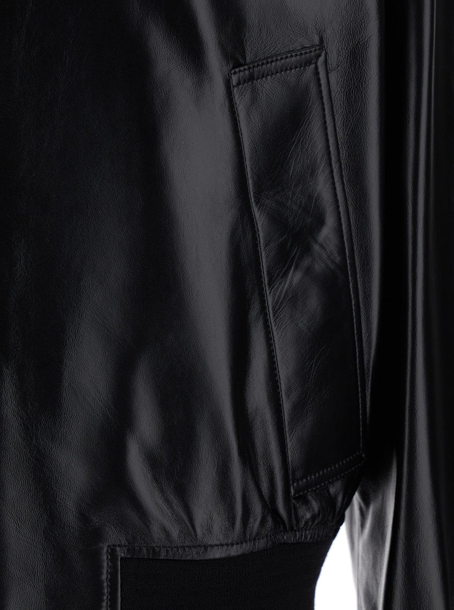 Bottega Veneta Jackets? Bottega Veneta Men Black Bomber Jacket With Two Front Welt Pockets In Leather Man Stylish Everyday Designer Outerwear