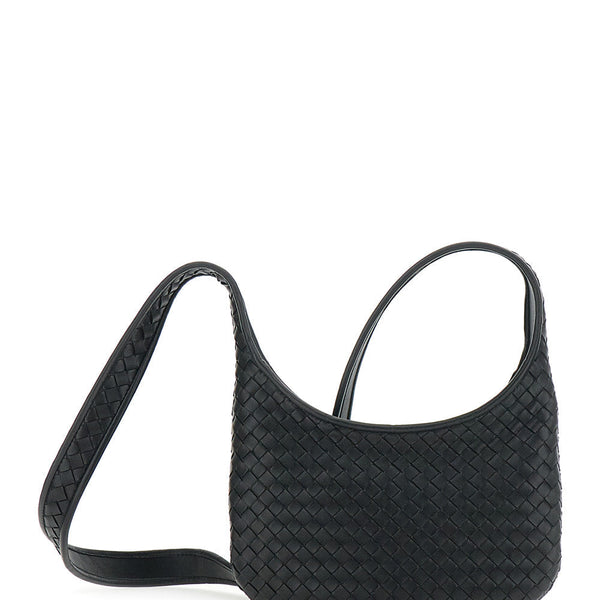 Bottega Veneta Bags? Bottega Veneta Men 'Veneto' Black Shoulder Bag With Fixed Shoulder Strap And All-Over Intrecciato Motif In Leather Man Premium Designer Shoulder Bag