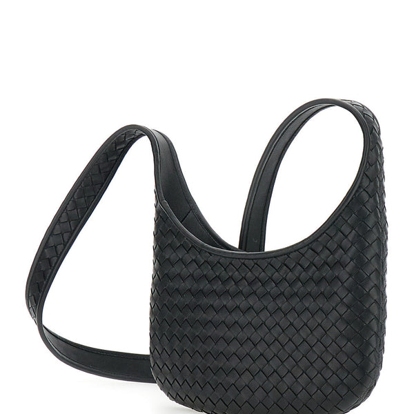 Bottega Veneta Bags? Bottega Veneta Men 'Veneto' Black Shoulder Bag With Fixed Shoulder Strap And All-Over Intrecciato Motif In Leather Man Premium Designer Shoulder Bag