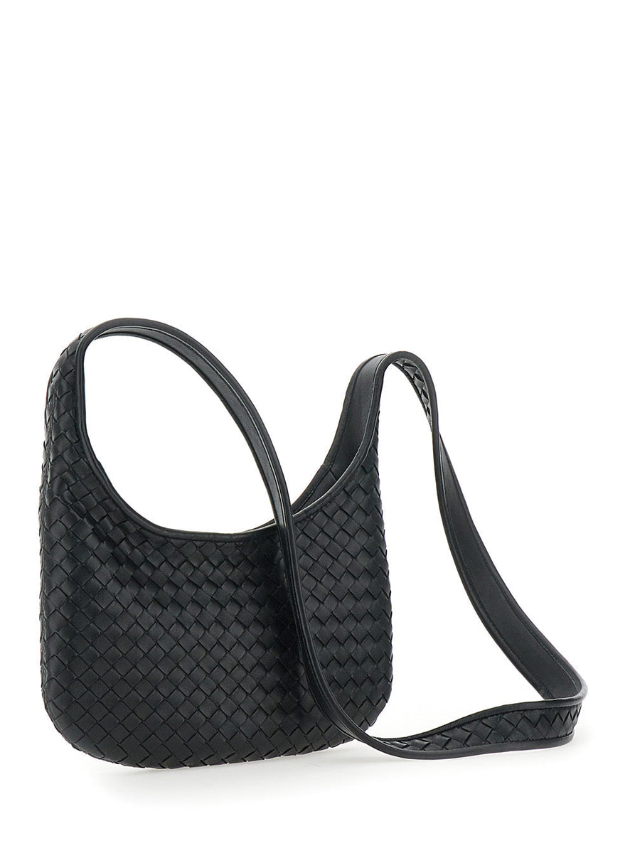 Bottega Veneta Bags? Bottega Veneta Men 'Veneto' Black Shoulder Bag With Fixed Shoulder Strap And All-Over Intrecciato Motif In Leather Man Premium Designer Shoulder Bag