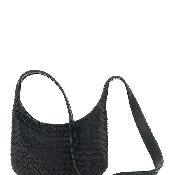 Bottega Veneta Bags? Bottega Veneta Men 'Veneto' Black Shoulder Bag With Fixed Shoulder Strap And All-Over Intrecciato Motif In Leather Man Premium Designer Shoulder Bag