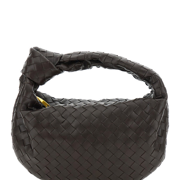 Bottega Veneta Bags? Bottega Veneta Women 'Jodie' Brown Small Shoulder Bag With Knot Detail And Intrecciato Motif In Leather Woman Luxury Designer Leather Handbag